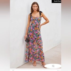 Vici Collection Alyssa Floral Shoulder Tie Maxi Dress NWT